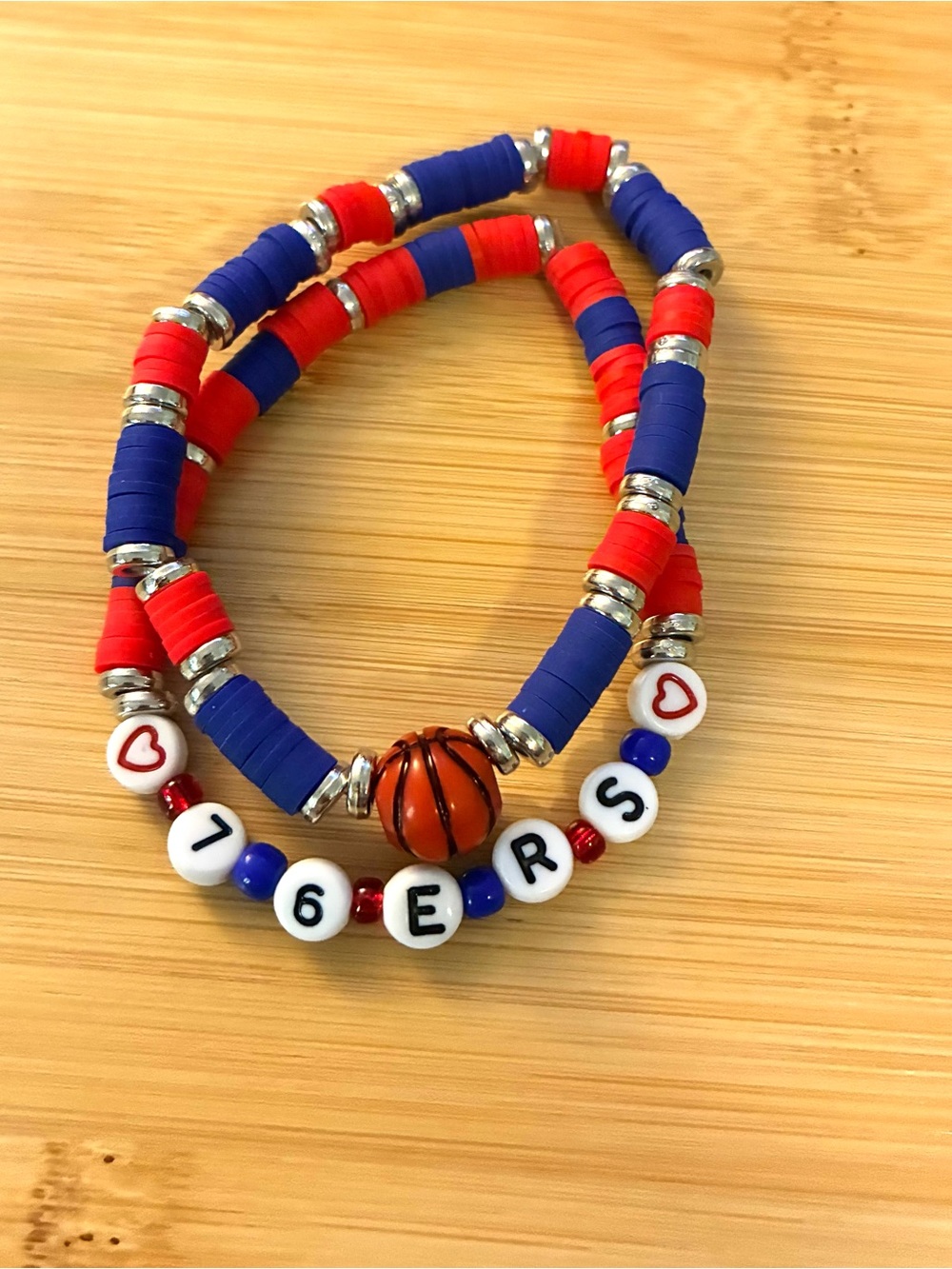 76ers Basketball Beaded Bracelet Set